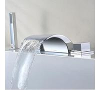 Robinet de Baignoire Cascade Thermostatique,Douchette à main robinet de baignoire Set robinet de baignoire bord de la baignoire 5 trous robinet Robinet Thermostatique