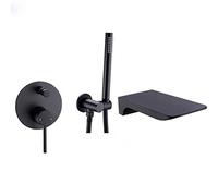 Robinet de baignoire classique avec douchette, robinets de baignoire en laiton avec douchette, robinet mitigeur cascade chaud-froid avec kit de garniture de valve et pommeau de dou(Matte Black)