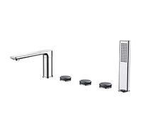 Robinet de Baignoire Contemporain, mitigeur de Douche d'eau Chaude et Froide, monté sur Le Pont, Ensemble de robinets de Baignoire en Laiton avec Douche à Main, Chorme