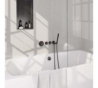 Robinet de baignoire encastré Brauer Gunmetal Edition - ensemble de douche - 3 boutons lisses - douchette à main 1 fonction - PVD gunmetal brossé 5-GM-046