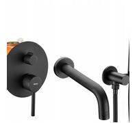 Robinet de Baignoire encastré REA Lungo Black + Box noir mat bec 16cm