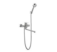 Robinet de baignoire for lavabo, robinet mitigeur d'eau chaude et froide extensible, douche en acier inoxydable, ensemble salle bain, mélangeur mural avec à main