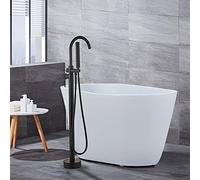 Robinet de Baignoire Ilot Autoportante, Montage au sol Robinet de mélangeur de Douche avec pulvérisateur à main flexible, 110 cm (Noir)