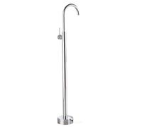 Robinet de Baignoire Ilot en Laiton Massif Or Poli - Mitigeur de Baignoire Autoportant avec Bec Pivotant 360° et Pied Rond Stable, Robinetterie de Sol Design Moderne(Silver)