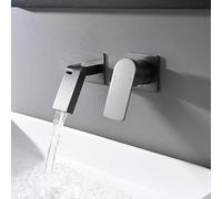 Robinet de baignoire mural cascade à poignée unique robinet mitigeur cascade lavabo robinet 2 trous laiton robinet de lavabo, gris pistolet Safehappy