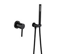 Robinet de baignoire mural Robinet de remplissage de baignoire avec pulvérisateur à main Mitigeur Laiton massif, Titane(Nero)