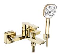 Rea ROBINET DE BAIGNOIRE ARGUS GOLD Mitigeur Baignoire avec Douchette en Laiton pour Salle de Bain Chaude et Froide Réglable (doré)
