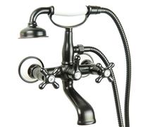 Robinet de baignoire rétro noir PaulGurkes avec mélangeur à deux poignées et