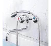 Robinet de Baignoire, robinets de Douche de Salle de Bains, Eau Chaude et Froide, mitigeur Mural en Laiton, Ensemble de Douche, Robinet Grue de Douche chromée