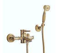 Robinet de Baignoire Salle de Bain Robinet de Baignoire en Bambou Ensemble de Robinet de Douche de Bain à Montage Mural avec Douche à Main Remplissage de Baignoire à poignée uniqu,