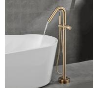 Robinet de Baignoire Sur Pied Monocommande Orientable 360° Mitigeur Baignoire ilot avec Douchette,Or Brossé