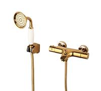 Robinet de baignoire thermostatique en laiton à poignée unique, ensemble douche salle bains, robinet remplissage or brossé, style 2(Style 4)