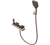 Robinet de baignoire thermostatique or rose en cascade avec pulvérisateur de bidet à main en laiton, robinet de baignoire en laiton, design de clé de piano, accessoires de salle de bain modernes