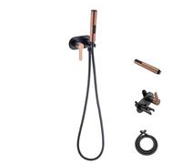 Robinet de bain rond en laiton, mitigeur eau chaude/froide à trois fonctions for salle de bain, toilettes, douche, ensemble de pulvérisation sanitaire(Set rose gold A)