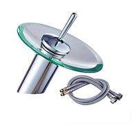 Robinet De Bassin À Rotation 360 °, Mitigeur d'eau Froide Et Chaude À Une Seule Poignée, Robinetterie De Lavabo en Verre Cascade De Salle De Bain,Laiton,with Tube