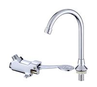 Robinet de bassin de pédale de pied monté au sol en cuivre G1 / 2 ", robinet d'eau à pédale froide et chaude médicale de laboratoire de salle de bains