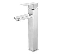 Robinet de Bassin doré brossé Baillé Robinet d'évier de pulvérisation à poignée à poignée de Pull-Out Robinet de comptoir monté sur Le Plafond à Eau Chaude et à Eau Froide (Chrome Short)