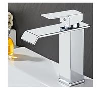 Robinet de Bassin doré brossé Baillé Robinet d'évier de pulvérisation à poignée à poignée de Pull-Out Robinet de comptoir monté sur Le Plafond à Eau Chaude et à Eau Froide (Chrome Short)