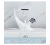 Robinet de Bassin doré brossé Baillé Robinet d'évier de pulvérisation à poignée à poignée de Pull-Out Robinet de comptoir monté sur Le Plafond à Eau Chaude et à Eau Froide (Chrome Short)
