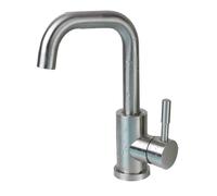 Robinet de Bassin doré brossé Baillé Robinet d'évier de pulvérisation à poignée à poignée de Pull-Out Robinet de comptoir monté sur Le Plafond à Eau Chaude et à Eau Froide (Chrome Short)