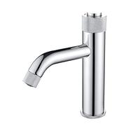 Robinet de bassin en laiton Bouton à empièce à bouton de salle de bain mélangeur d'évier de salle de bain robinet de vanité de lavage monté sur pont chaud et à froid chrome LWX