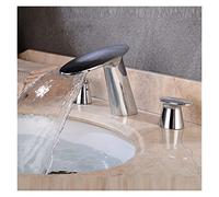 Robinet de Bassin en Or brossé Robinet de Salle de Bain en Or Rose 3 Trous 8 Pouces lavabo de Salle de Bain Robinet lavabo bac à Base de mixage à Eau au Robinet d'eau (Chrome)