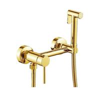 Robinet De Bidet En Laiton Avec Support, Mitigeur Douche Et D'eau Chaude/froide, Douchette WC Murale, Accessoires Salle Bain Haute Pression D'Eau(Gold)