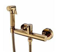 Robinet de bidet, pulvérisateur de bidet de toilette en laiton massif, ensemble de pulvérisateur de douche doré avec mitigeur chaud et froid