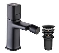 Robinet de bidet sur pied noir LAVEO Tores avec bouchon