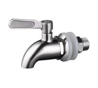 Robinet de bocal à vin en acier inoxydable 304 pour robinet de distributeur de boisson, compatible avec les seaux à vin/jus/bière - Bec à bille de 8 x 6 cm, finition argentée