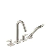 hansgrohe AXOR Citterio M Robinet de baignoire 4 trous avec béqu'illes et rosettes, 34444800, Couleur: Acier inoxydable Optic