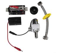 Robinet de chasse d'eau automatique avec capteur infrarouge, alimentation par batterie DC 6 V, distance de détection réglable de 30 à 100 cm, pour ABS et métal Noir argenté (D)