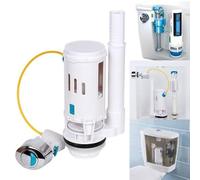 Robinet de chasse d'eau chromé avec bouton ovale, tuyau de trop-plein réglable de 18,5 à 33 cm, longueur de câble de 27,5 cm, pour réparation de réservoir de toilettes - Blanc