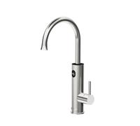 Robinet de chauffage d'eau chaude instantané 220, robinet électrique avec buse adaptateur universelle, en acier inoxydable(Brushed Silver)