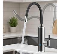 Robinet de chauffage électrique, 3000W Chauffe-eau instantané 220 V Robinet électrique en acier inoxydable avec Rotation à 360°Pour évier de Cuisine, Salle de Bain [Classe énergétique A]