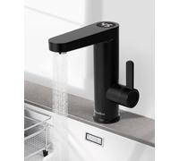 Robinet de Chauffe-Eau éLectrique Instantané, Chauffe Eau en Acier Inoxydable 3200W, Robinet éLectrique Salle Bain Avec Affichage NuméRique, Cuisinede Salle de Bain (Noir)