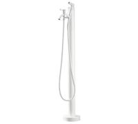 Robinet de colonne d'eau extérieur autoportant, support de robinet d'eau de jardin en acier inoxydable 304 avec robinet à double sortie, bouche d'eau de distributeur pour patio(C,Height: 95cm/37.4in)