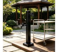 Robinet de colonne d'eau extérieur autoportant, support de tuyau de jardin, bouche d'incendie montée au sol avec robinet à double sortie et pistolet de pulvérisation(Style 4,Height: 80cm/31.5in)