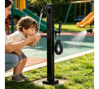 Robinet de colonne d'eau extérieur autoportant, support de tuyau de jardin, bouche d'incendie montée au sol avec robinet à double sortie et pistolet de pulvérisation(Style 3,Height: 80cm/31.5in)