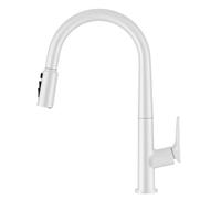 Robinet de cuisine 3 en 1 à tirette - Col d'oie - Mitigeur 3 voies pour évier - Design moderne - Installation facile - Économie d'eau - Acier inoxydable durable