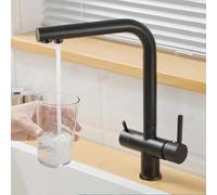Robinet de cuisine 3 en 1 avec filtre à eau à 3 étapes, bec pivotant, fonction double mode, blanc, parfait pour boire et laver, robinet d'évier de cuisine élégant