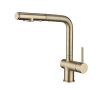 Robinet de Cuisine 3 Voies Or brossé avec pulvérisateur extractible, mitigeur de Cuisine avec Bec pivotant, Levier Unique, Filtre à Eau 3 Voies, robinets de Cuisine, mélangeur d'évier