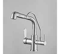 Robinet de cuisine à 3 voies - 2 modes de pulvérisation - Double poignée - Purificateur d'eau - Finition noire et chromée - Parfait pour les cuisines modernes - Design élégant et fonctionnel