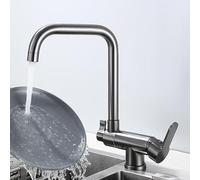 Robinet de cuisine à 3 voies avec fenêtre pivotante à 360° pliable en laiton pour eau purifiée chaude et froide Grifo Cocina Robinet d'évier gris