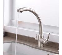 Robinet de cuisine à 3 voies avec filtre à eau rotatif en laiton pour eau chaude et froide, purification directe de l'eau potable, robinet d'évier noir et doré