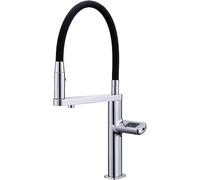 Robinet de cuisine à 3 voies avec pulvérisateur extractible en laiton chromé - 2 modes - Robinet d'évier extensible à poignée unique pour systèmes d'osmose - Finition grise