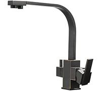 Robinet de cuisine à 3 voies, bec pivotant chromé, robinet de filtration d'eau potable à 2 poignées, robinet 3 en 1 pour flocons d'avoine et eau pure, design moderne et élégant