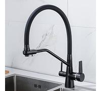 Robinet de cuisine à 3 voies - Fauce de pivot à trou de trou à eau chaude et froide Robinet d'évier blanc moderne pour une installation facile et une mise à niveau élégante de la maison LWX