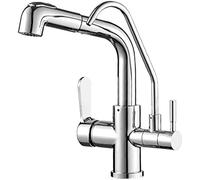 Robinet de cuisine à 3 voies pivotant à 360 ° avec filtre à eau flexible, finition chromée, parfait pour les cuisines modernes, purificateur d'eau, installation facile