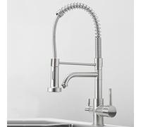 Robinet de cuisine à 3 voies pivotant en laiton monotrou multifonction 3 voies robinets de cuisine purificateur d'eau noir (couleur : brossé)